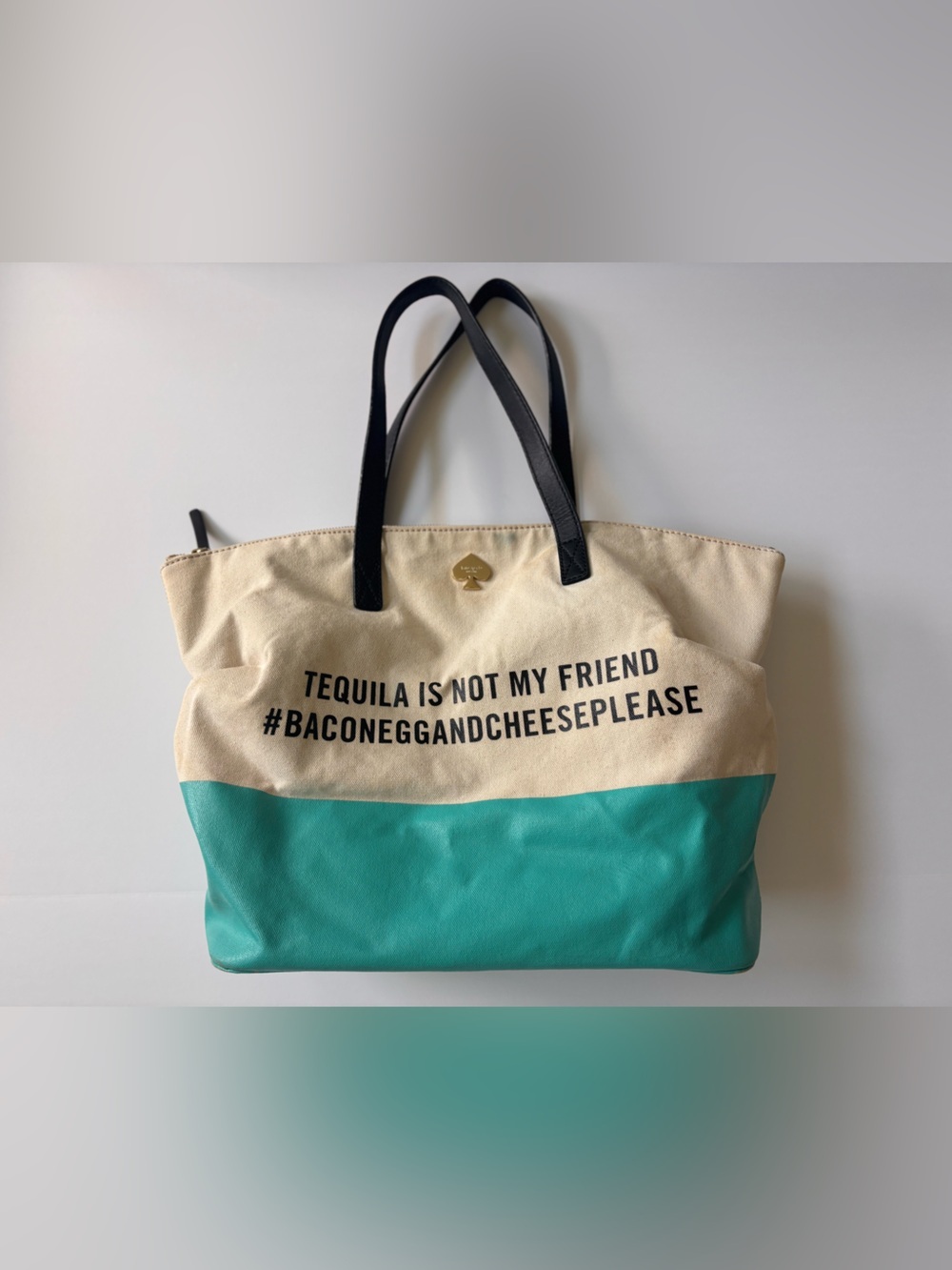 Kate Spade Graphic Canvas Tote | Tequila Is Not My Friend | Large Zip Tote